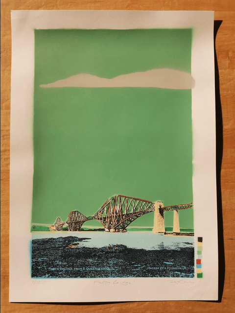 Forth Bridge, from South Queensferry - Light Turquoise - Bell's Galleries - Made Scotland