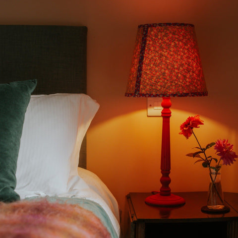 Gairloch Fluted Lamp Base - Mulberry red - Amanda Wells - Made Scotland