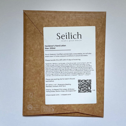 Gardener's Hand Lotion - Refill pouch - Seilich - Made Scotland