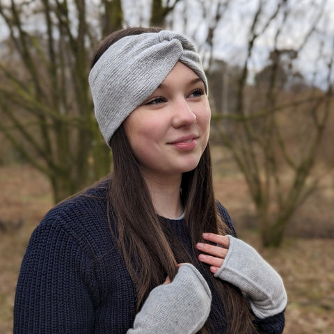 Gathered Headband in Light Grey - Island Nation Studio - Made Scotland