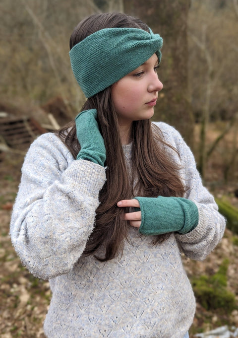 Gathered Headband in Moss Green - Island Nation Studio - Made Scotland