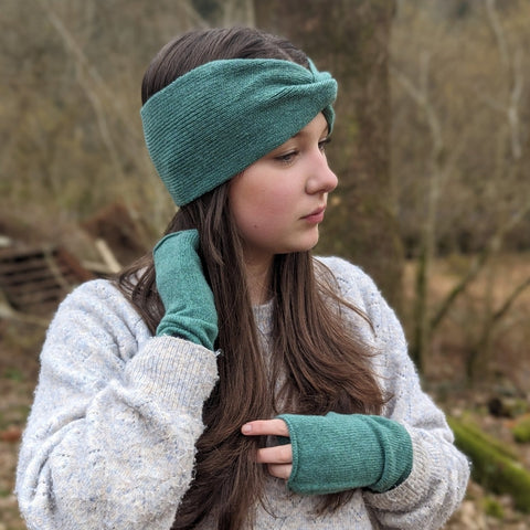 Gathered Headband in Moss Green - Island Nation Studio - Made Scotland