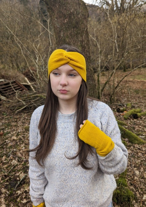Gathered Headband in Mustard - Island Nation Studio - Made Scotland
