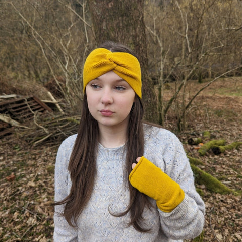 Gathered Headband in Mustard - Island Nation Studio - Made Scotland