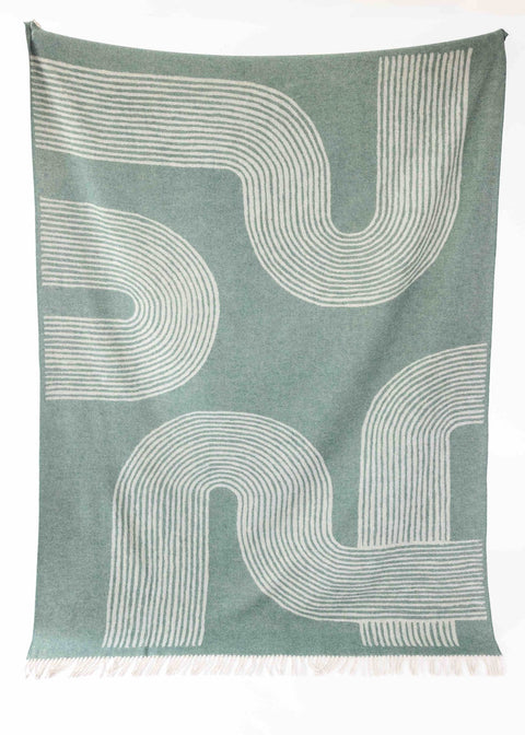 Green Abstract Cashmere & Merino Throw - Large - Ava Innes - Made Scotland