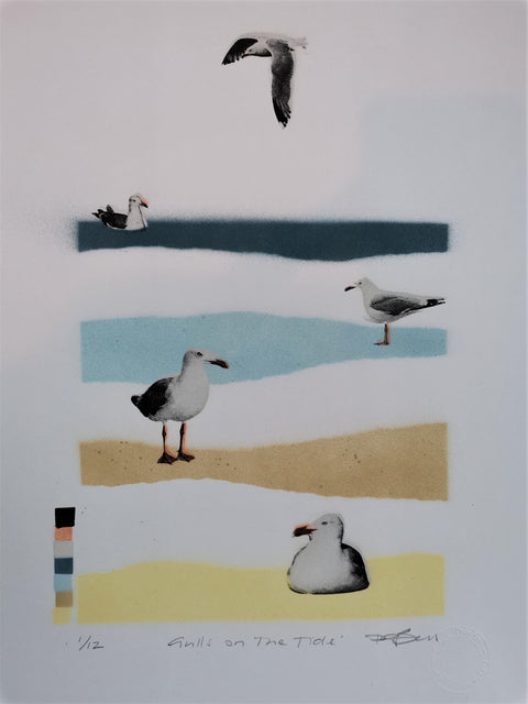 Gulls on the Tide - Spraypaint Stencil and Over - print - Bell's Galleries - Made Scotland