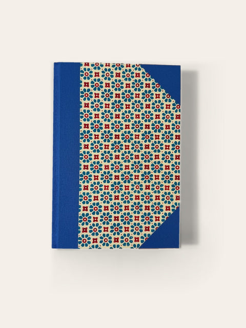 Hand-bound A5 Notebook, handcrafted in Scotland - Cornflower Blue Floral – Ruled - Sisu Stationery - Made Scotland