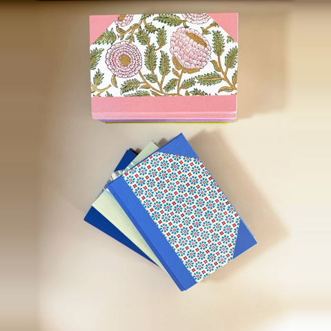 Hand-bound A5 Notebook, handcrafted in Scotland - Royal Blue Marbled – Ruled - Sisu Stationery - Made Scotland