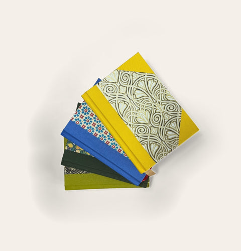 Hand-bound A6 Notebook, handcrafted in Scotland - Cornflower Blue Floral – Ruled - Sisu Stationery - Made Scotland