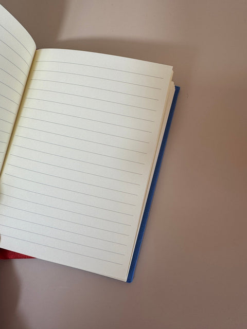 Hand-bound A6 Notebook, handcrafted in Scotland - Lime Botanical Leaves – Ruled - Sisu Stationery - Made Scotland