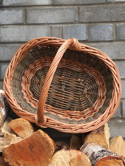 Handmade Willow Harvest Basket in Gold and Green - Anna Liebmann - Made Scotland