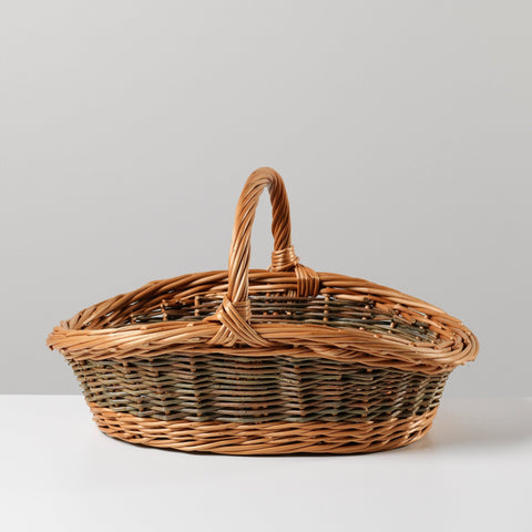 Handmade Willow Harvest Basket in Gold and Green - Anna Liebmann - Made Scotland