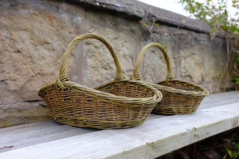 Handmade Willow Harvest Basket in Mixed Willow with Bark On - Anna Liebmann - Made Scotland