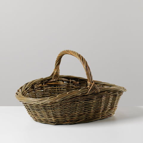 Handmade Willow Harvest Basket in Mixed Willow with Bark On - Anna Liebmann - Made Scotland