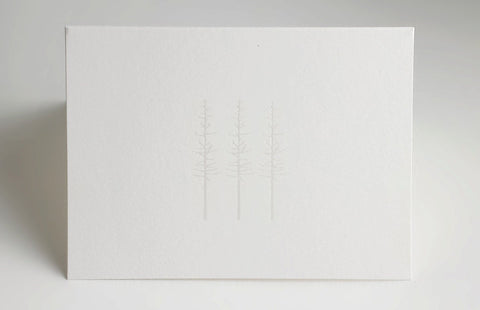 Letterpress Cards - Pearl Foil Notecards - Winter Trees - Pack of 8