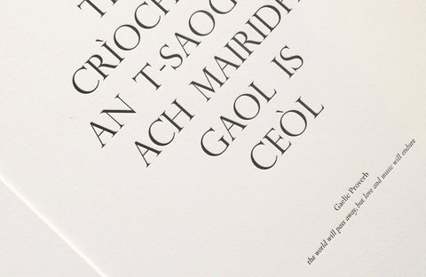 Letterpress Wall Art - Gaelic Art Print - Scottish Gaelic Proverb