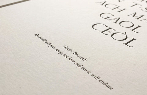Letterpress Wall Art - Gaelic Art Print - Scottish Gaelic Proverb
