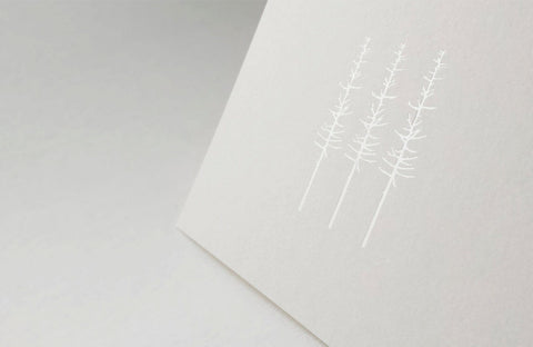 Letterpress Cards - Pearl Foil Notecards - Winter Trees - Pack of 8