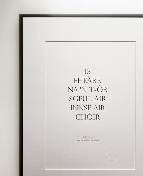 Letterpress Wall Art - Gaelic Art Print - Scottish Gaelic Proverb