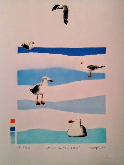 Gulls on the Tide - Spraypaint Stencil and Over-print
