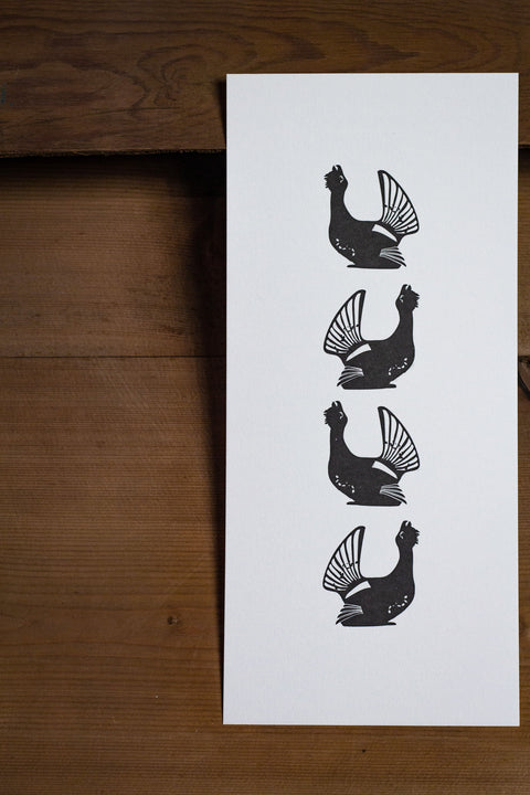 Letterpress Capercaillie Print - Tall - Letterpress Wall Art - Scottish Capercaillie Design