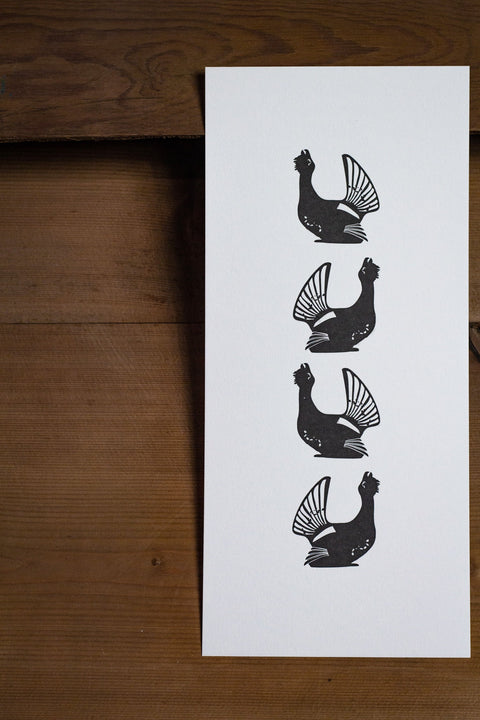 Letterpress Capercaillie Print - Tall - Letterpress Wall Art - Scottish Capercaillie Design