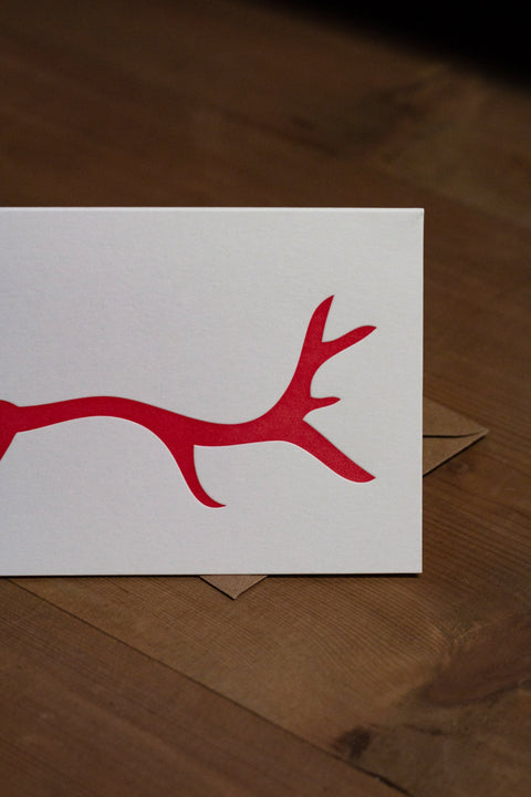 Red Letterpress Reindeer Christmas Card - Pack of 8