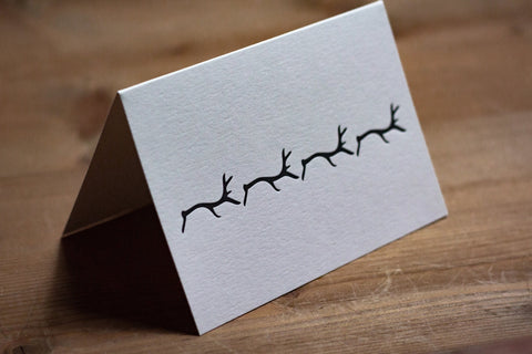 Letterpress Notecard - Black Stag March, Pack of 8