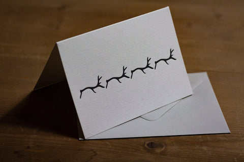 Letterpress Notecard - Black Stag March, Pack of 8