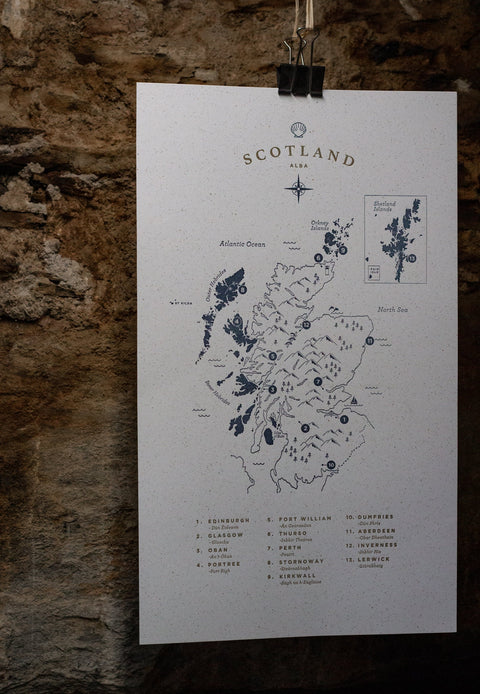 Letterpress Scotland Map