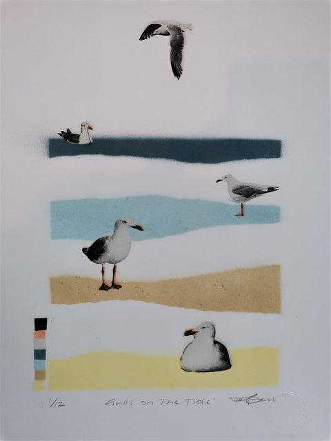 Gulls on the Tide - Spraypaint Stencil and Over-print