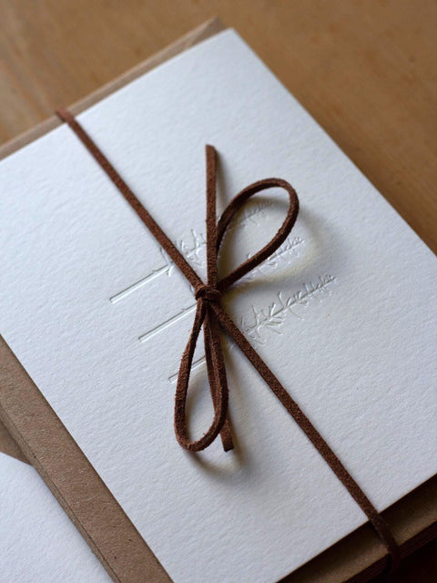 Letterpress Cards - Pearl Foil Notecards - Winter Trees - Pack of 8
