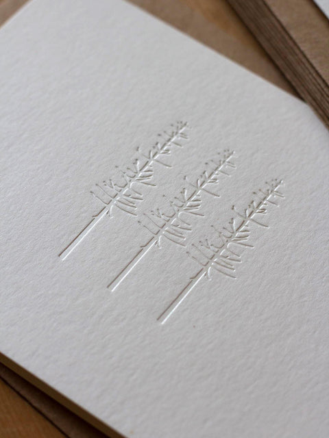 Letterpress Cards - Pearl Foil Notecards - Winter Trees - Pack of 8