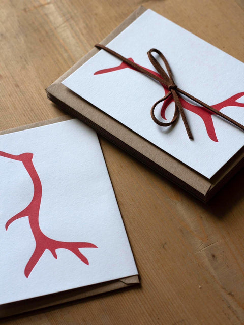 Red Letterpress Reindeer Christmas Card - Pack of 8