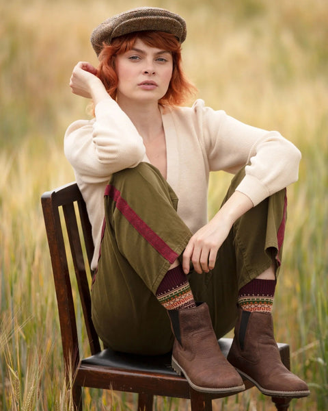 Ladies Fair Isle Socks in Mulberry - Mulberry - House of Cheviot - Made Scotland