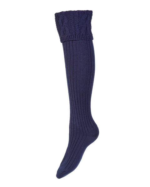 Lady Glenmore Welly Sock in Navy - Medium 6 - 8 - House of Cheviot - Made Scotland