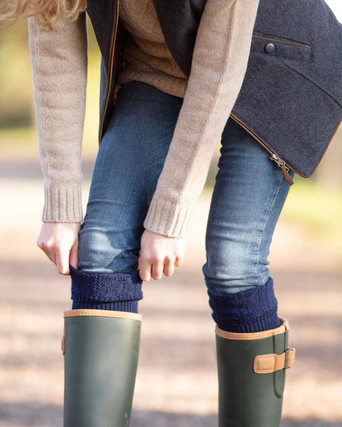 Lady Glenmore Welly Sock in Navy - Medium 6 - 8 - House of Cheviot - Made Scotland