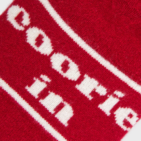 Lambswool Knit Coorie In Mini Sustainable Hot Water Bottle Red/Cream - Wairm - Made Scotland