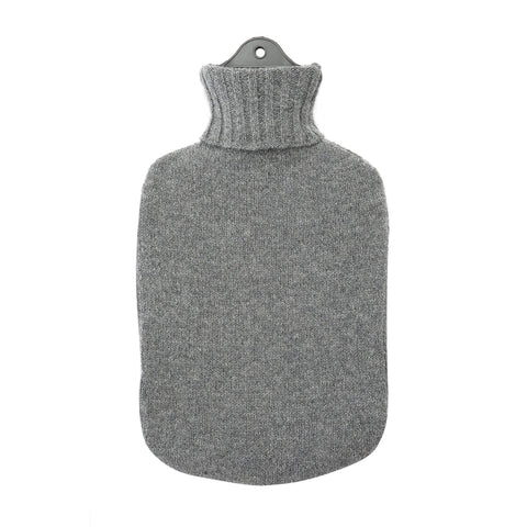 Lambswool Knit Large Block Colour Sustainable Hot Water Bottle Charcoal Grey - Wairm - Made Scotland
