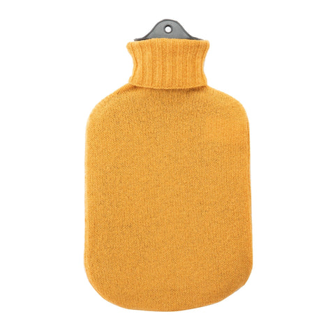 Lambswool Knit Large Block Colour Sustainable Hot Water Bottle Mustard Yellow - Wairm - Made Scotland