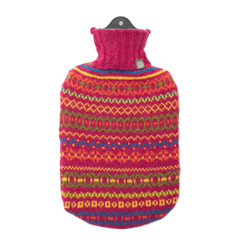 Lambswool Knit Large Fair Isle Sustainable Hot Water Bottle Brights - Wairm - Made Scotland