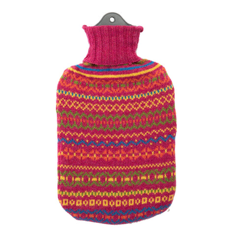 Lambswool Knit Large Fair Isle Sustainable Hot Water Bottle Brights - Wairm - Made Scotland