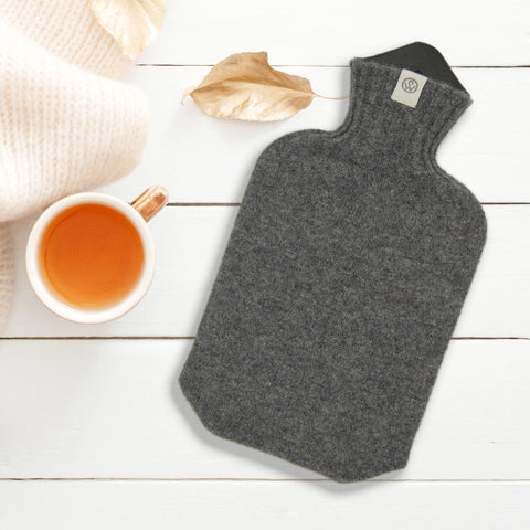 Lambswool Knit Sustainable Hot Water Bottle Mini Heather Grey - Wairm - Made Scotland