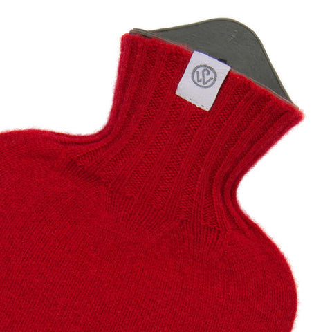 Lambswool Knit Sustainable Hot Water Bottle Mini Red - Wairm - Made Scotland