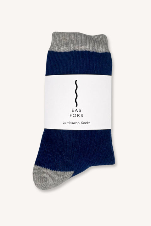 Lambswool Socks Ink Blue - S/M - EAS FORS - Made Scotland