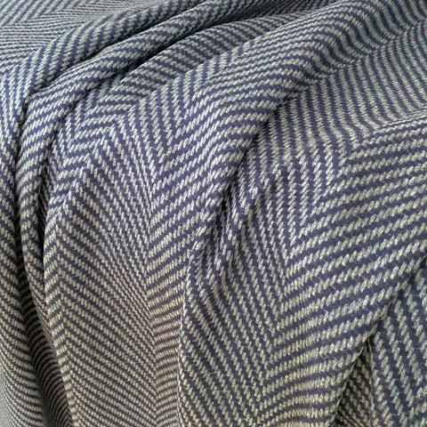 Large Blue Herringbone Soft All Wool Blanket - Large - Ava Innes - Made Scotland