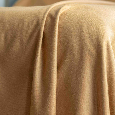 Large Dark Camel Lightweight Luxury Cashmere Blanket - 100cm x 150cm - Ava Innes - Made Scotland