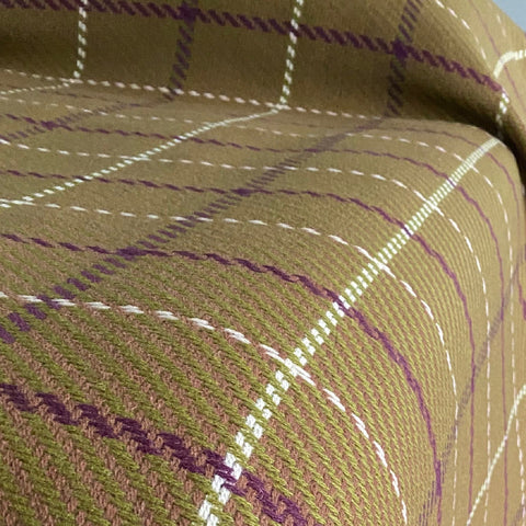 Large Olive and Plum Open Check Pure Wool Blanket - Extra Large - Ava Innes - Made Scotland