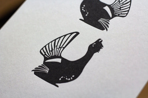 Letterpress Capercaillie Print - Tall - Letterpress Wall Art - Scottish Capercaillie Design - The Hunter Press - Made Scotland