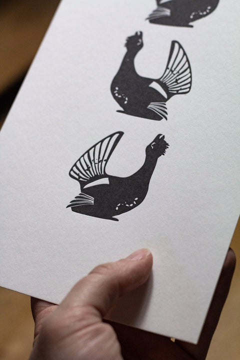 Letterpress Capercaillie Print - Tall - Letterpress Wall Art - Scottish Capercaillie Design - The Hunter Press - Made Scotland